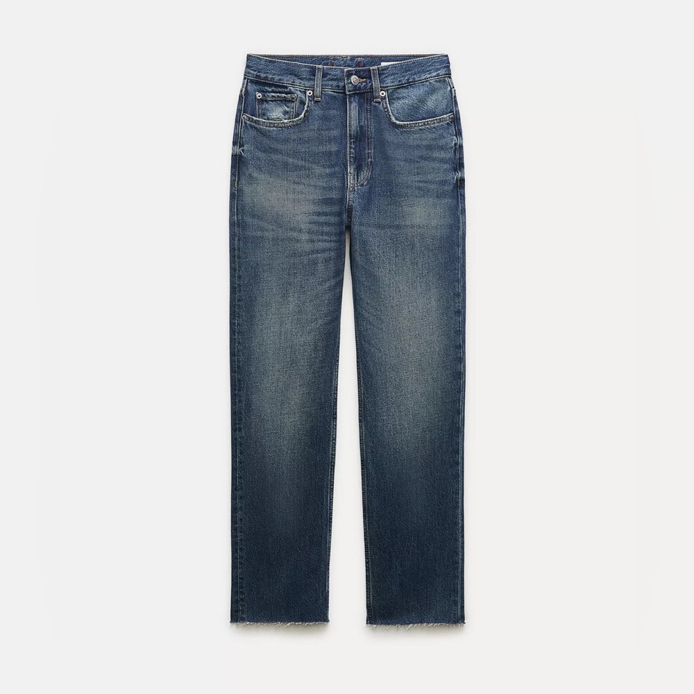 Zara ZW Collection Mid Rise Jeans with Faded Wash
